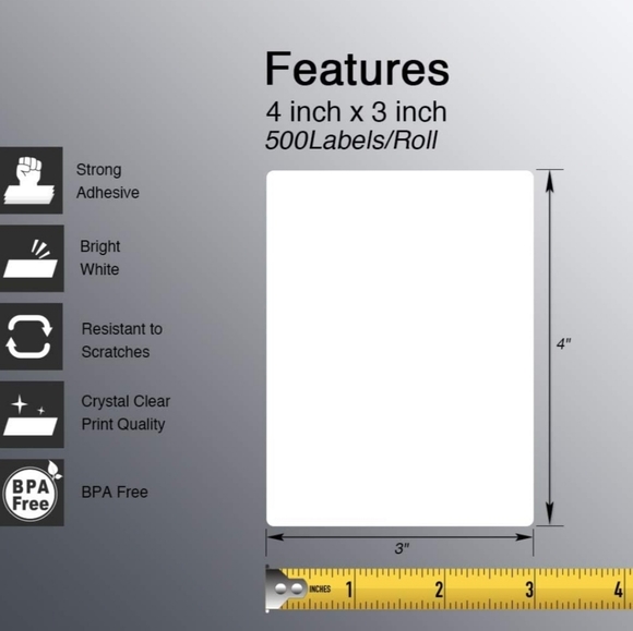 BETCKEY - 4" x 3" (102 mm x 76 mm) Shipping & Multipurpose Labels for Zebra / Ro - Picture 4 of 8